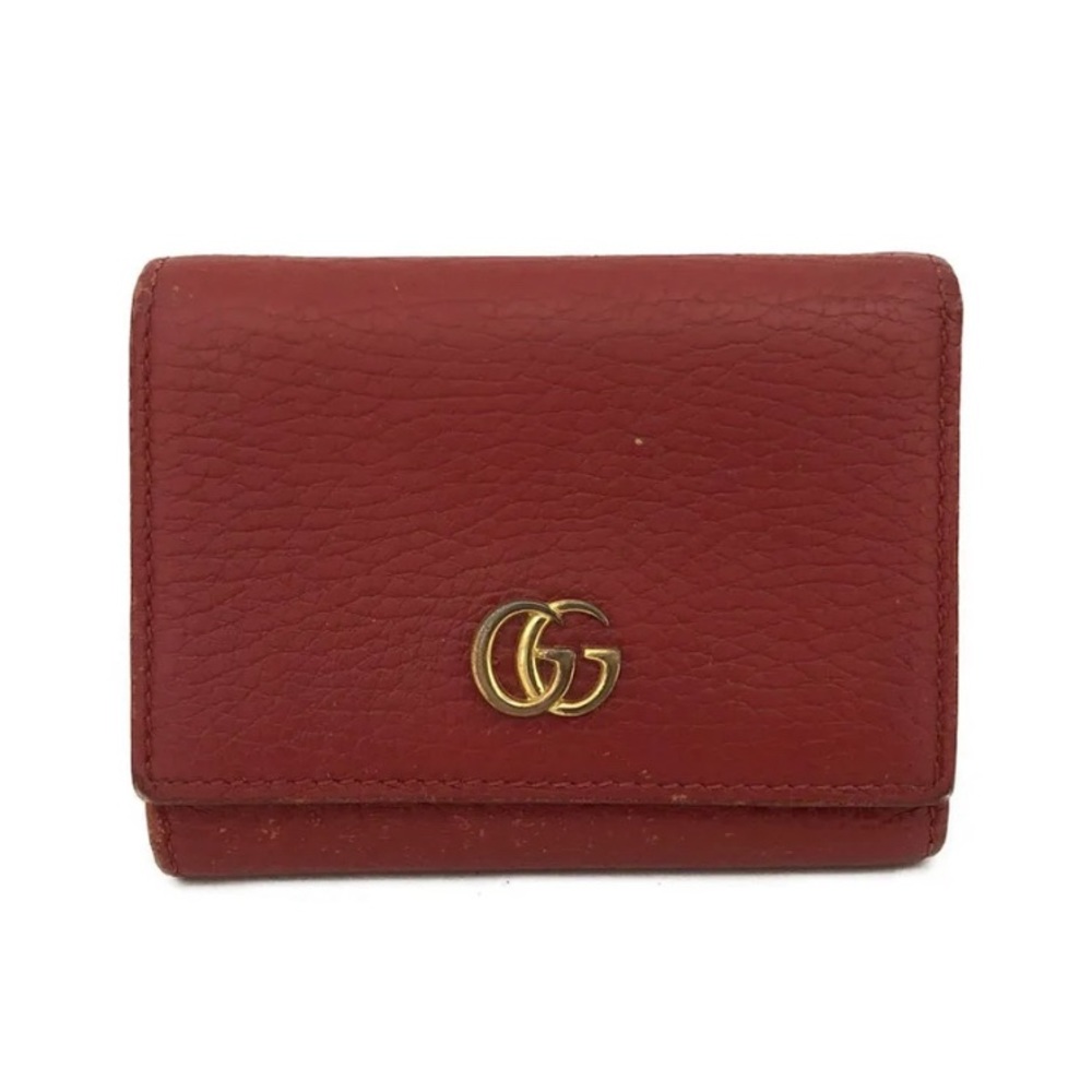 [0077] Gucci GG Marmont red leather compact trifold wallet